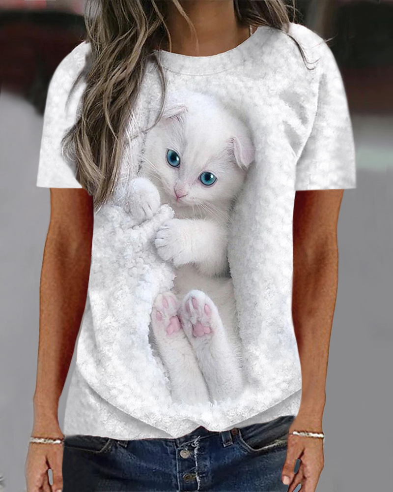 Femmes Amimal Cat Sweats à capuche imprimés Designer Sweatshit Rose Streetwear Pull à capuche en vrac coton Patchwork Chemises à manches longues T-shirt Casual Tops Tee Shirt Femme