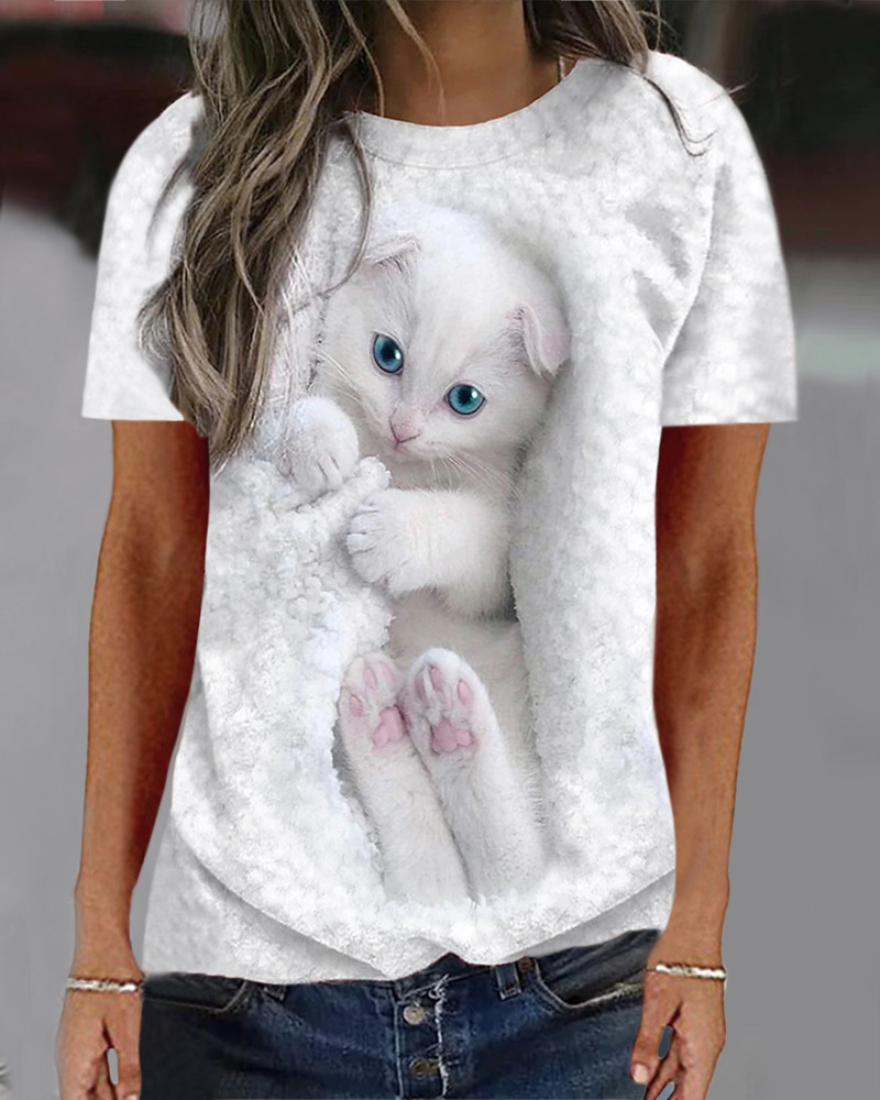 Mujeres Amimal Cat Impreso Sudaderas Con Capucha Diseñador Sweatshit Pink Streetwear Sudadera Con Capucha Suelta Algodón Patchwork Camisas Camiseta De Manga Larga Tops Casuales Camiseta Femme