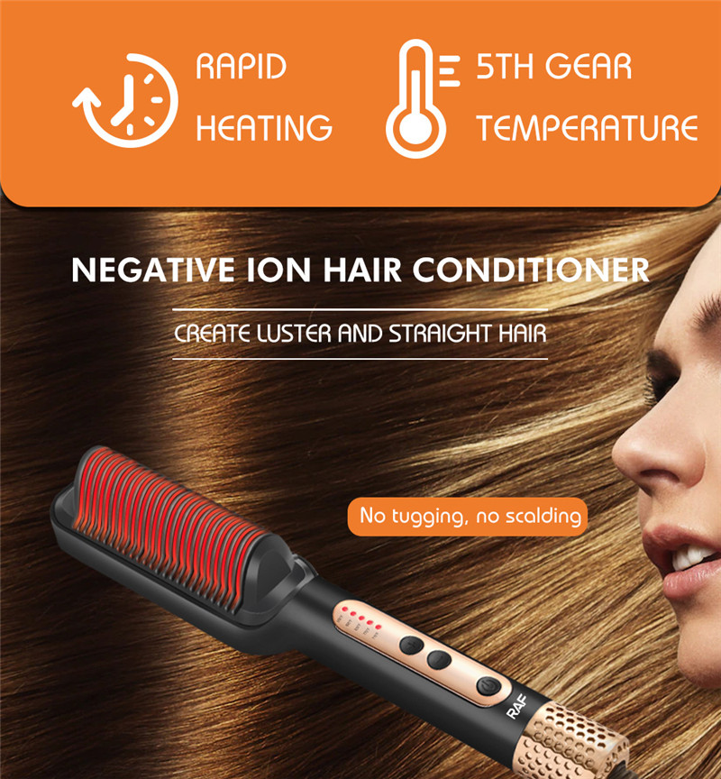 Alisador de cabelo profissional rápido aquecido elétrico pente quente alisador de cabelo cuidados pessoais multifuncional escova penteado