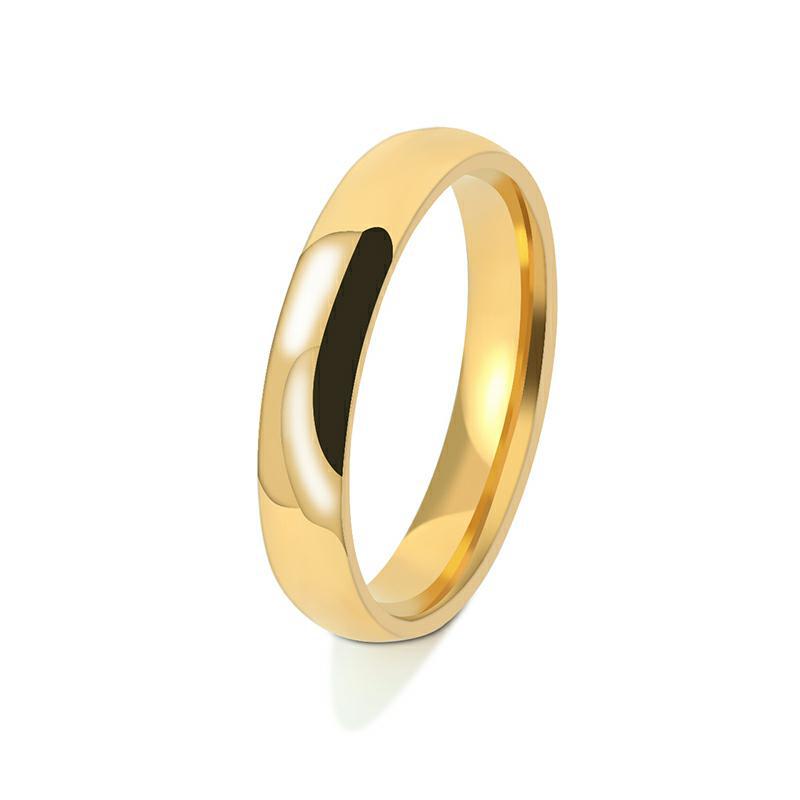 Bague en acier inoxydable pour hommes et femmes, 4MM, or, argent, classique, couple, bagues d'amour en vrac, élégant, mignon, décoratif, bijoux de mariage, cadeau pour femme, vente en gros, prix bon marché