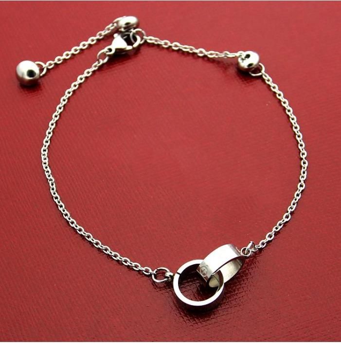 Tennis Luxury Fashion Brand hand rope bracelets bangle small double ring Titanium steel women love couple bracelet