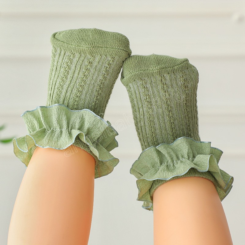 Sweet Lace Ruffle Baby Girls Socks Cotton Solid Color Mesh Infant Socks Spring Autumn Toddler Princess Socks 3-36M