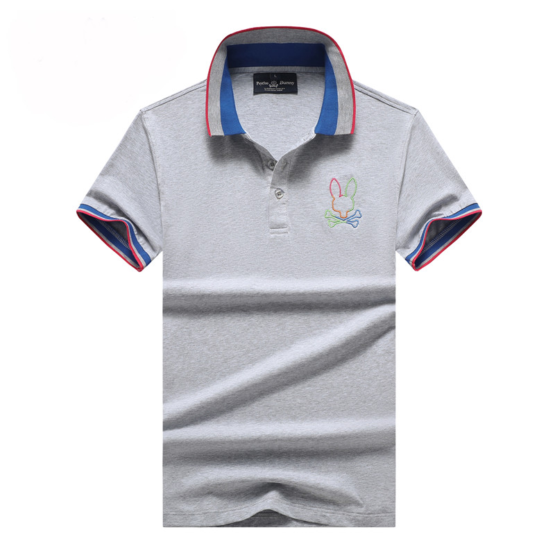 Fashion Psychological Rabbit Designer Mens Polos T-shirt à manches courtes avec col polo à rayures contrastées Chemise décontractée en coton solide de haute qualité