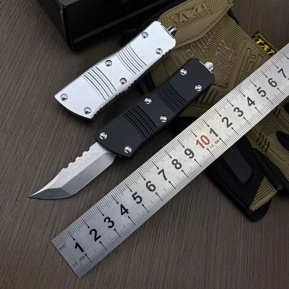 Top Quality Small MT UT AUTO Tactical Knife D2 Stone Wash Hellblade CNC 6061-T6 Handle EDC Gift Knives With Nylon Bag