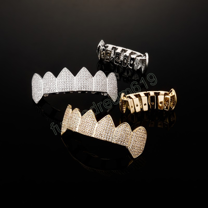Fashion Gold Plated Teeth Grillz Hip Hop Iced Out Cool Popular Vampire Gangsta Fang Tooth Cap Cosplay Jewelry