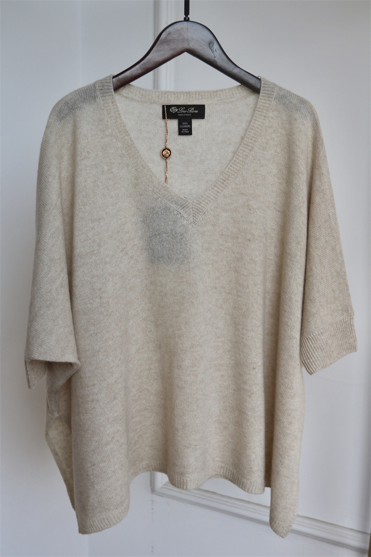 womens sweaters Spring and Autumn loro piana V-neck Cashmere Bat Sleeve Sweaters