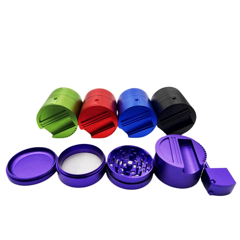 Smoking Colorful Aluminium Alloy Multifunctional Dry Herb Tobacco Grind Spice Miller Grinder Removable Filter Bowl Hand Pipes Portable Lighter Stash Case