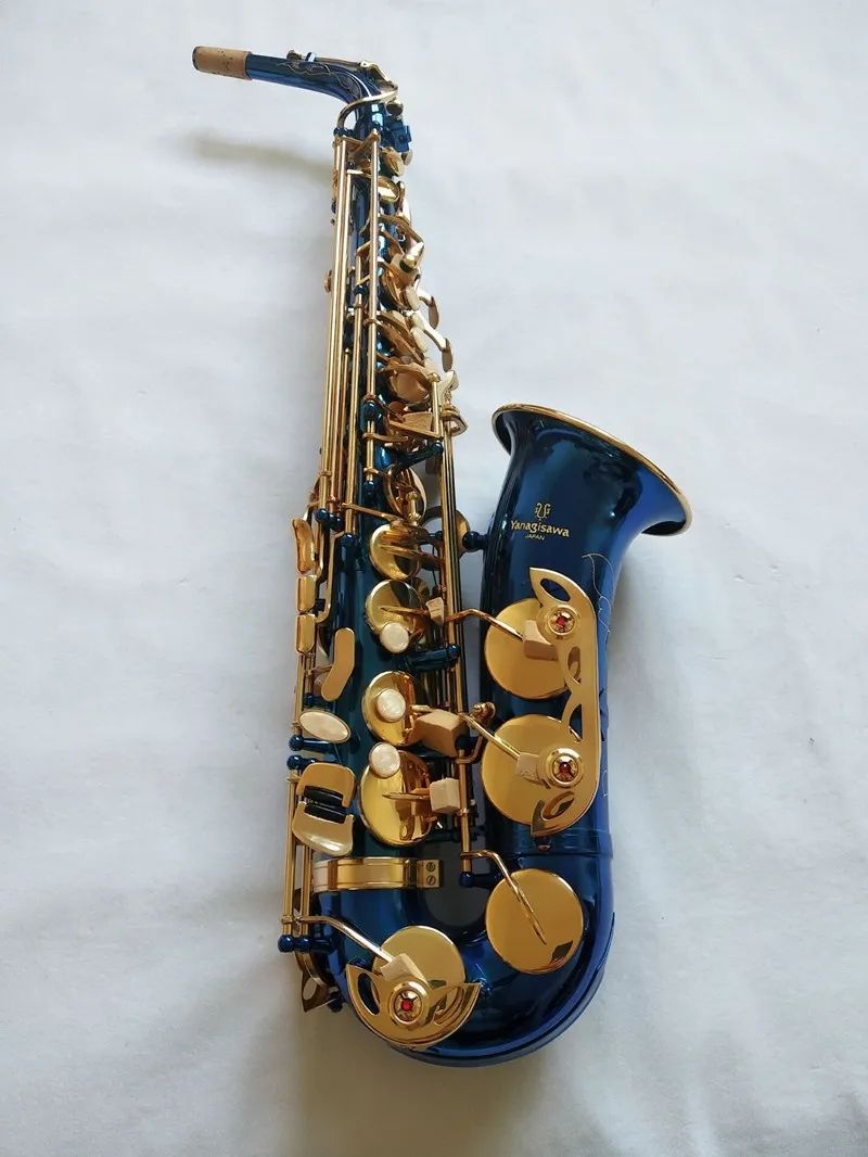 Real shot Japan Yanagis Brand NEW Sassofono contralto A-W02 Blue Gold Key Super professionale Bocchino sax di alta qualità Accessori Spedizione