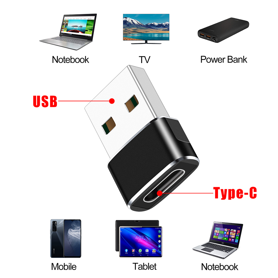 High Quality & Luxury Design Aluminum alloy USB 2.0 Male to Type-C Female OTG 480Mbps Data Transfer OTG Converter Charging Adatpers