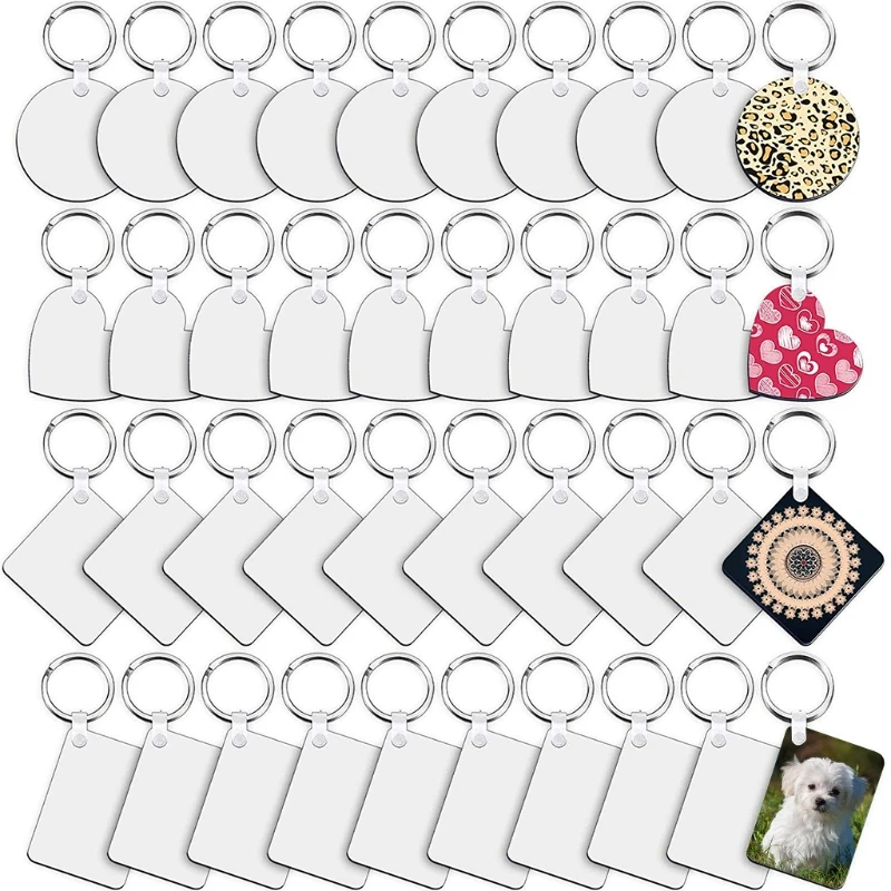 Sublimation Blank DIY Porte-clés Party Favor Divers MDF Clé Pendentifs Transfert Thermique Double Face Porte-clés Blanc Cadeau Porte-clés Accessoires