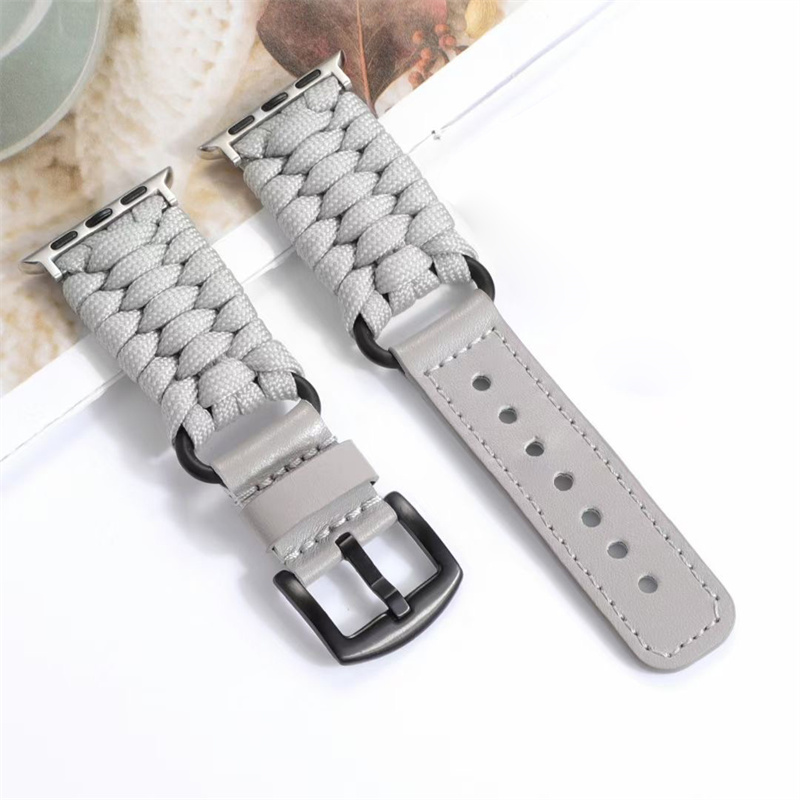 Braided Rope Leather Watch Strap For Apple Watch 8 Ultra 7 SE 6 5 3 Series Luxury Bracelet Wristband Iwatch Band 49mm 44mm 42mm 41mm 40mm 38mm Watchband Accessories