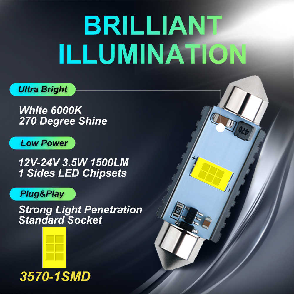 New Festoon CSP LED Bulbs 31mm 36mm 39mm 41mm C5W C10W Super Bright Car Dome Light Canbus No Error Auto Interior Reading Lamps