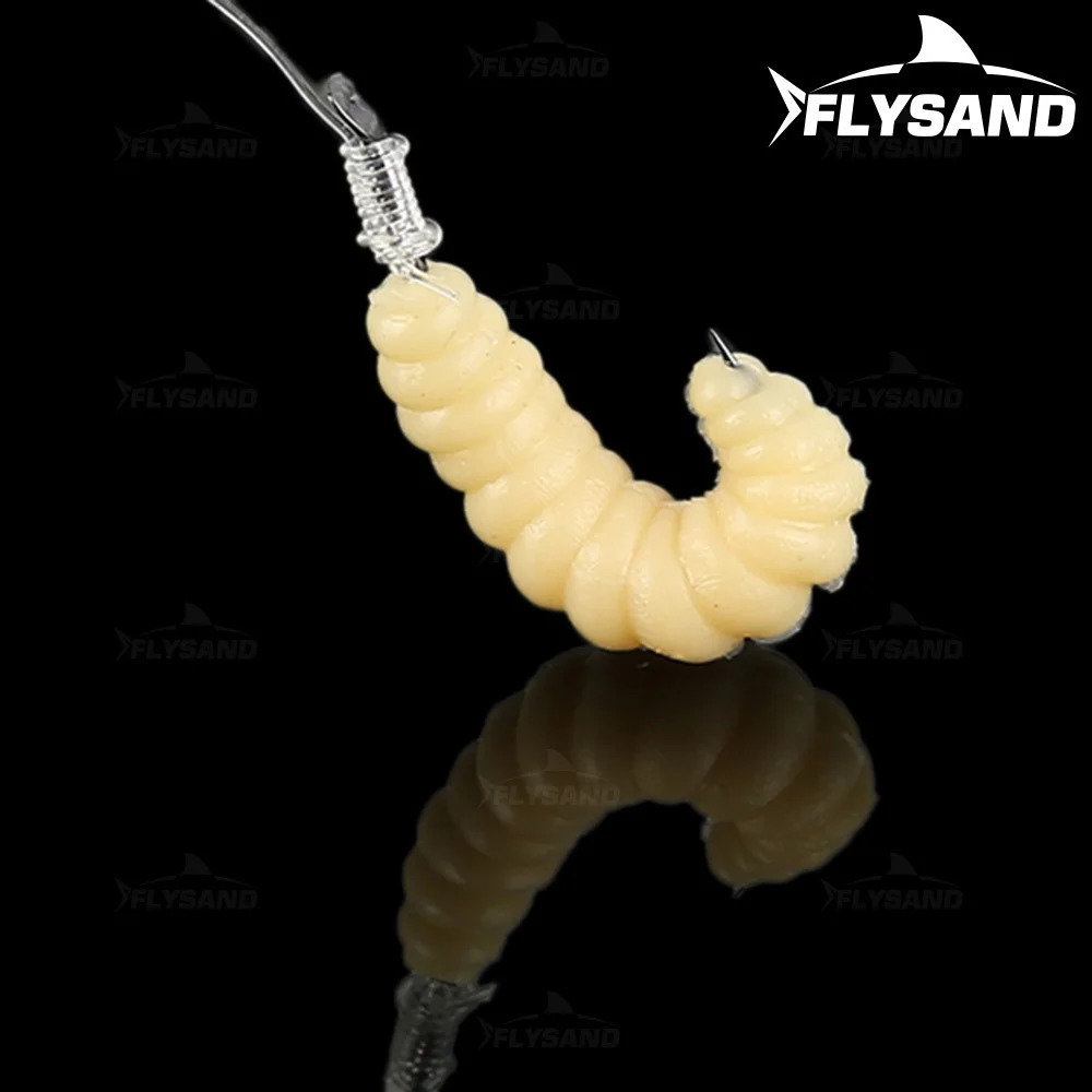 낚시 고리 플라이 및 가방 2cm 0.38g Maggot Grub 소프트 루어 미끼 7 가지 냄새 냄새 벌레 신약 루어 Ocean River 231115