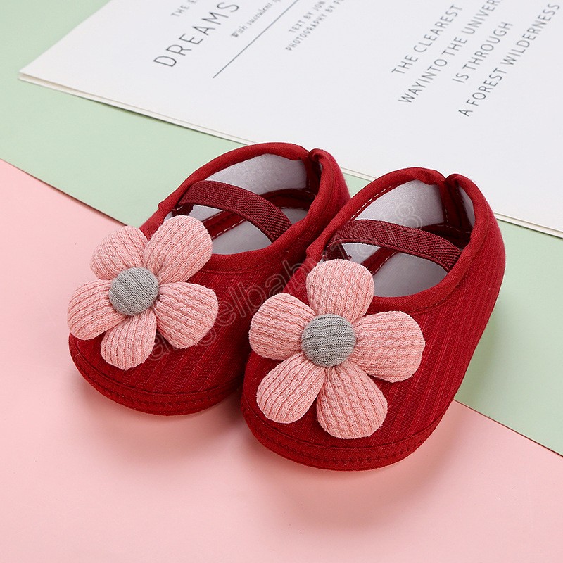 0-12m Sapatos de bebê de girassol fofo Sapatos elásticos de pano infantil elástico Sapatos respiráveis ​​para crianças macias