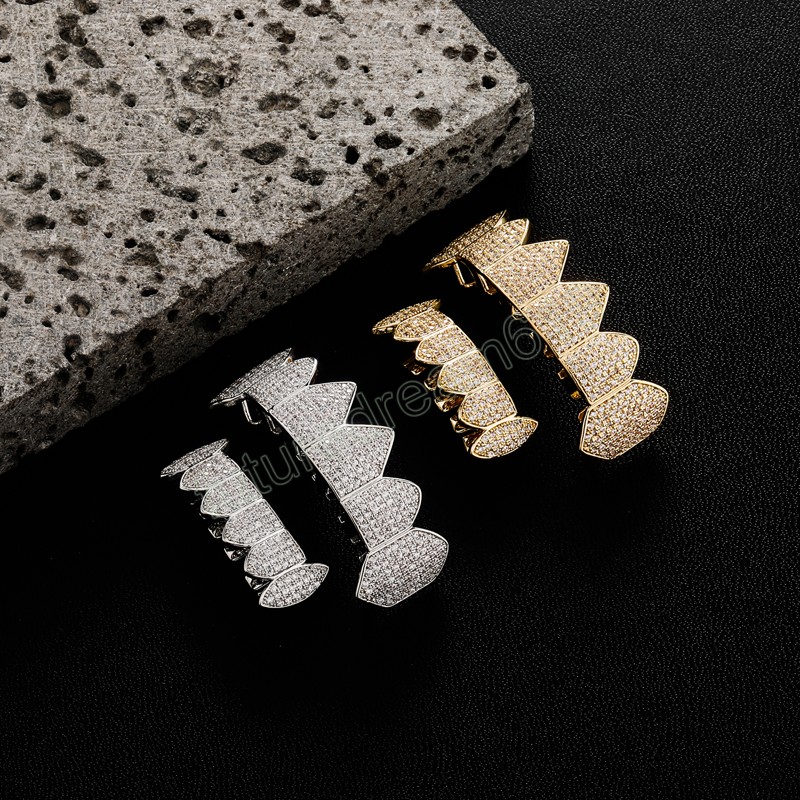 Moda Altın Kaplama Dişleri Grillz Hip Hop buzlu Serin Popüler Vampir Gangsta Diş Kapı Cosplay Mücevherat