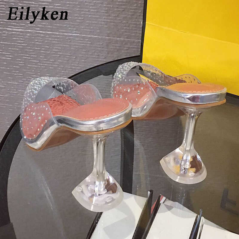 Sandaler PVC Transparent Crystal Women Slippers Cup Heeled Summer Woman Point Toe High Heels Party Prom Slides Shoes 230316