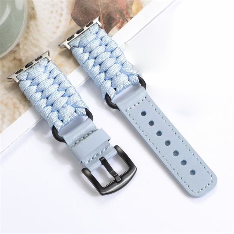 Braided Rope Leather Watch Strap For Apple Watch 8 Ultra 7 SE 6 5 3 Series Luxury Bracelet Wristband Iwatch Band 49mm 44mm 42mm 41mm 40mm 38mm Watchband Accessories