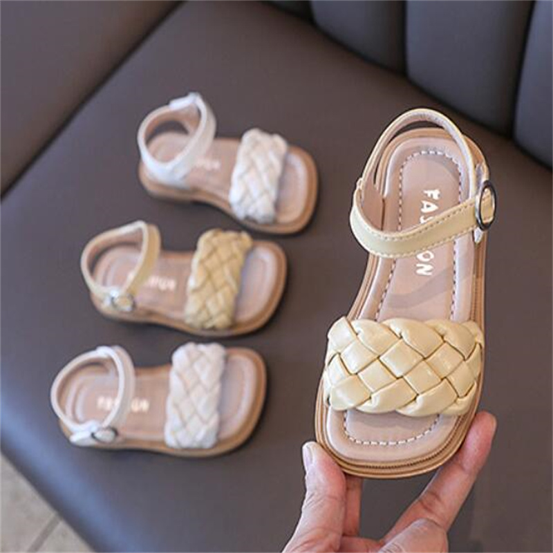Mode barn skor småbarn spädbarn sandaler toffel casual sneaker anti-halk mjuk läderväv barn pojkar flickor sommarsko