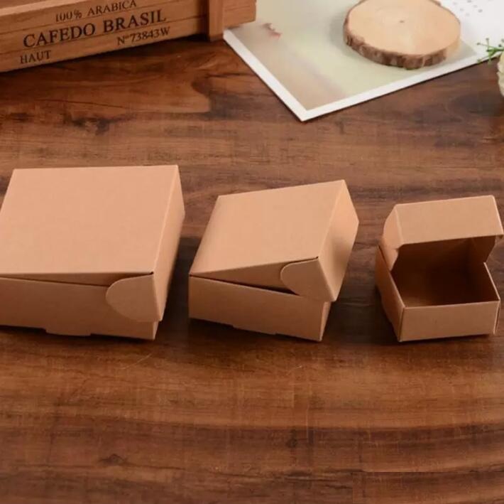 Hediye Sargısı 9.5*9.5*3.5cm Kraft Kağıt Karton Paket Kutusu Hediye Ambalaj Sabunu Mücevher Paketleme Kutusu Şeker Kutuları