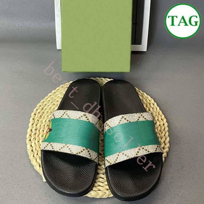 Designer tofflor kvinnor glider herr sandaler skor webbgummi glid rosa svart blommor duk gröna blå blommor jordgubbe tryck toffel sommar platt sandal sko