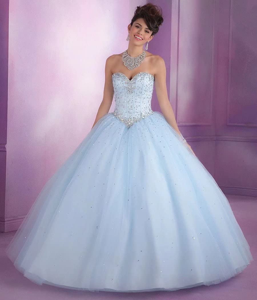 Robe de bal chérie Quinceanera robes paillettes perles Tulle longues robes de soirée de bal pour les filles