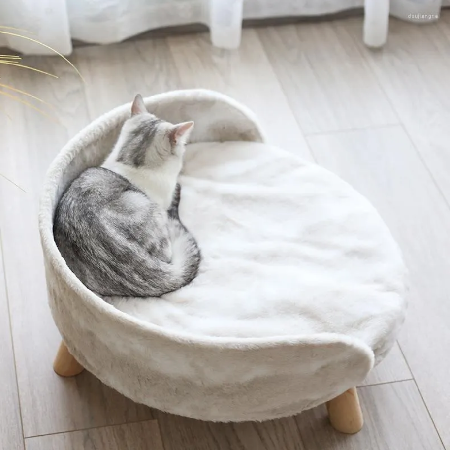 Cama para gatos Taburete redondo Cama Hamaca de malla extraíble y lavable Perrera para perros Silla Blanco rosa Verde Perrera suave para gatos