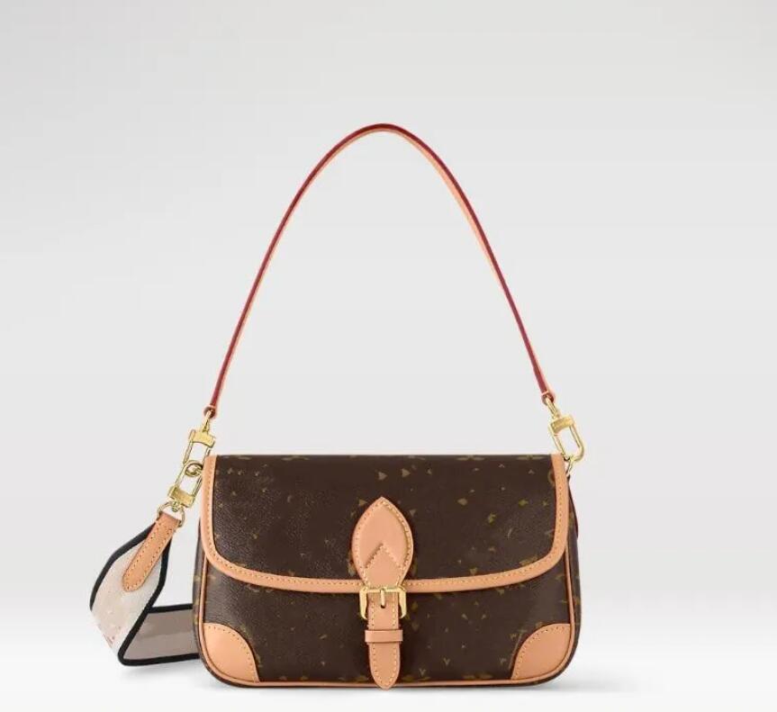 2023 Borsa a tracolla Diane con logo Tracolla jacquard Pelle goffrata Crema Piena Borsa a tracolla nera Classica tracolla vintage 10A Quanlity