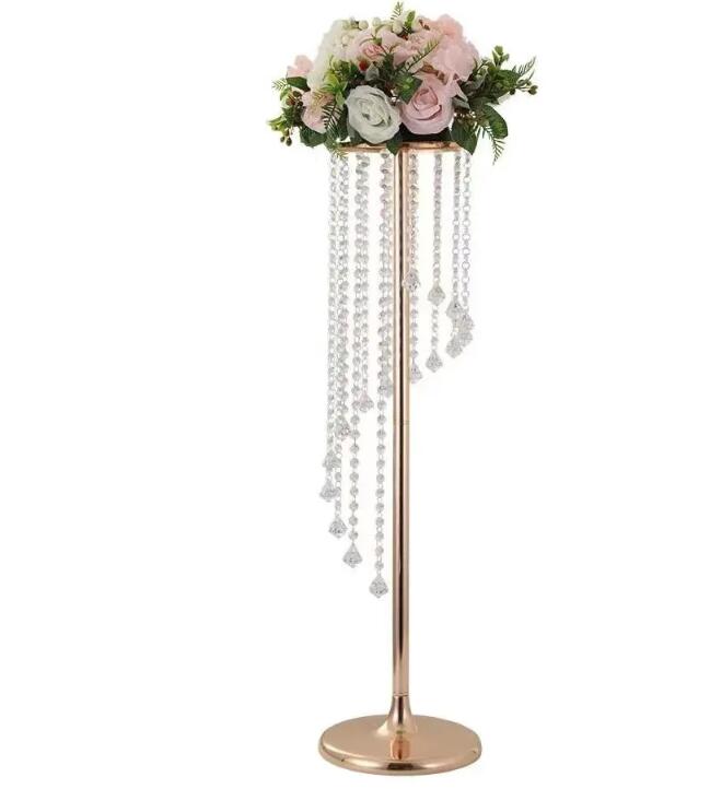 4st 80 cm Flower Vase Twist Shape Stand Golden Silver Wedding Centerpiece Crystal Road för evenemangsfestdekoration