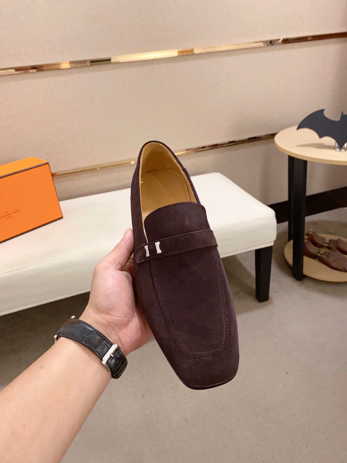 8Model Designer Brand Suede Leather Men Office Shoes Slip On Men Luxury Dress Shoes Black Brown Manlig äkta läder Bröllopsfest Oxford Shoes