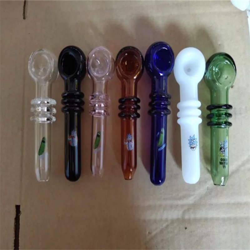 Fumando tubo mini cachimbo de vidro de vidro de vidro colorido de forma de metal colorido de três rodas tubo de vidro impresso