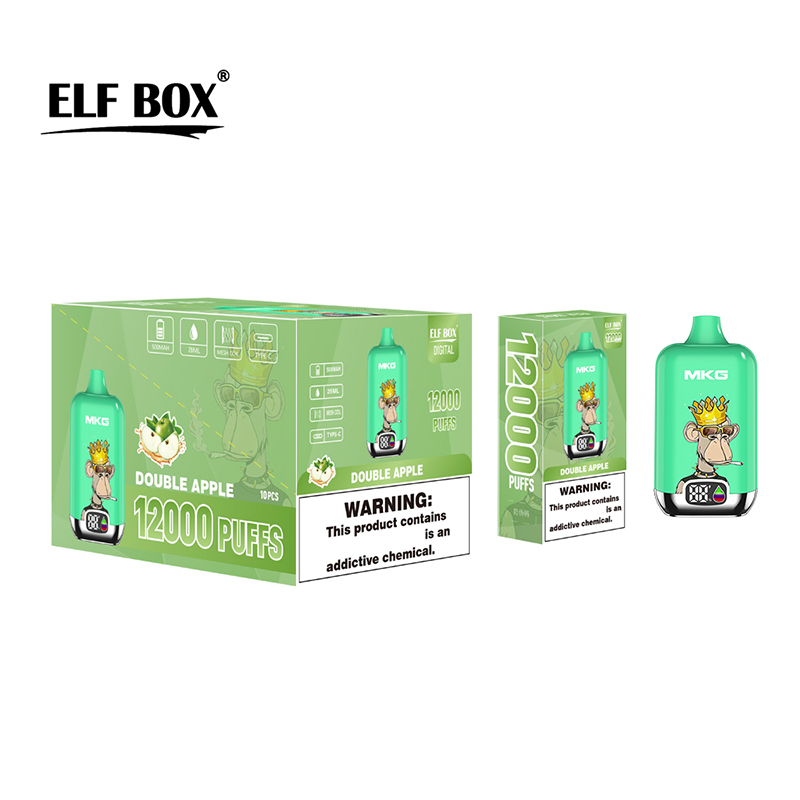 Autentisk Elf Box Digital 12000 Puffs Disponible Vape Puff 12K Box uppladdningsbar E Cigaretter Mesh Coil 0% 2% 3% 5% 12 Flavors Förångare