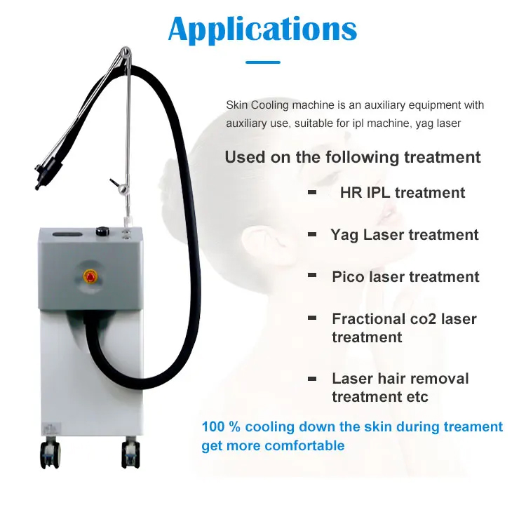 Massage Salon Use Cryo Skin Cooler Air Cooling System Pain Relief Machine Swelling Reduction Muscle Relaxation Injury Recovery Standing Device