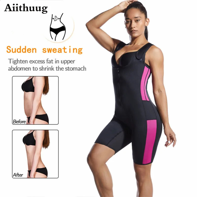 Taille Tummy Shaper Aiithuug Sauna Zweetbody's Zweet neopreen pak Tailletrainer bodysuit met verstelbare bandjes voor gewichtsverlies korsetten 231115