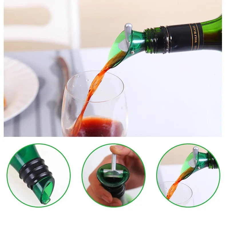 Bar Tools White Red Wine Aerator Plug Cap Bottle Pourer Pour with Silicone Seal Stopper Funnel Shutoff Green Color C15