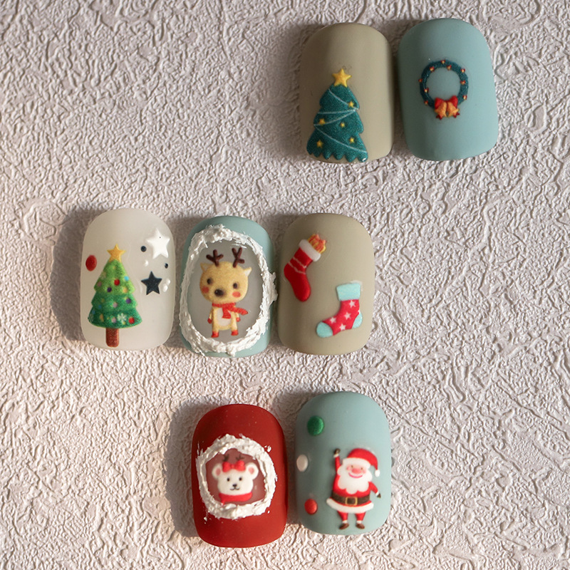 Novo 5d papai noel árvore de natal adesivos de unhas inverno boneco de neve floco de neve auto-adesivo slider decorações da arte do prego acessório