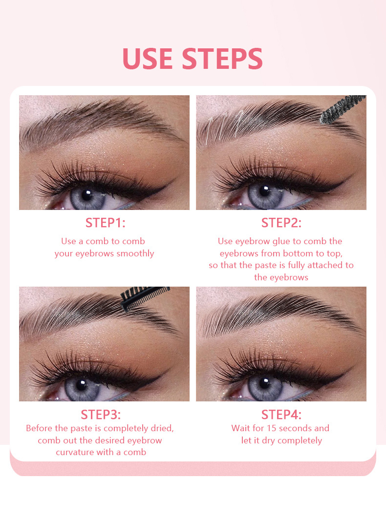 Gel pour sourcils, crème rehausseur de sourcils avec brosse, rehausseur de sourcils teint imperméable, maquillage professionnel, cosmétiques