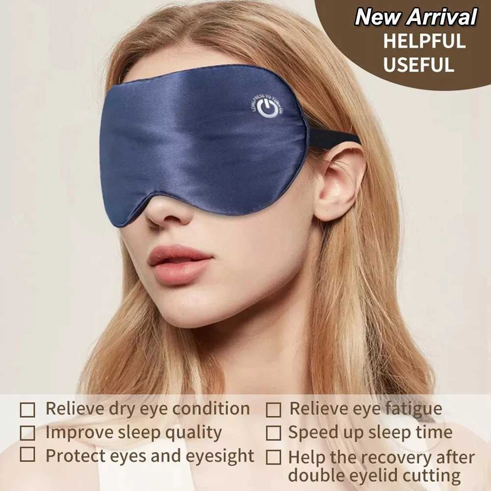 Sleep Masks Rechargeable Cordless Heated Eye Mask Vibration Massager Hot Compress for Relief Dry Eyes Fatigue Real Silk 231116