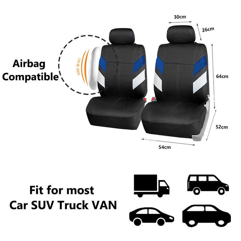 Ny uppgradering av PVC -läder och andningsbara sandtyg universella bilstolskydd med tre dragkedja passar för de flesta bil SUV -lastbilar