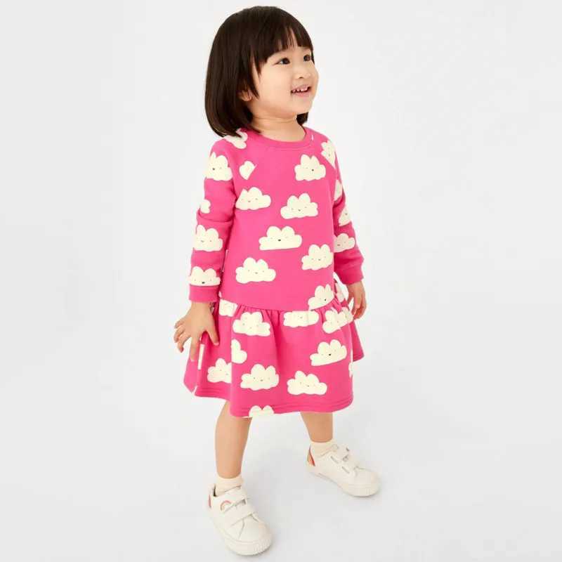 Mädchenkleider springen Messgeräte Prinzessin Girls Raumkleider für Herbst Spring Fashion Kids Cotton Clothes O-Neck Kleinkind Süßes Kleidesl2405