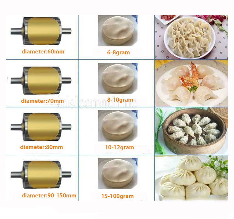 110V Automatisk degdumpling omslagshud Sambusa Siomai Momo Making Machine Roti Chapati Wrapper Making Machine till salu