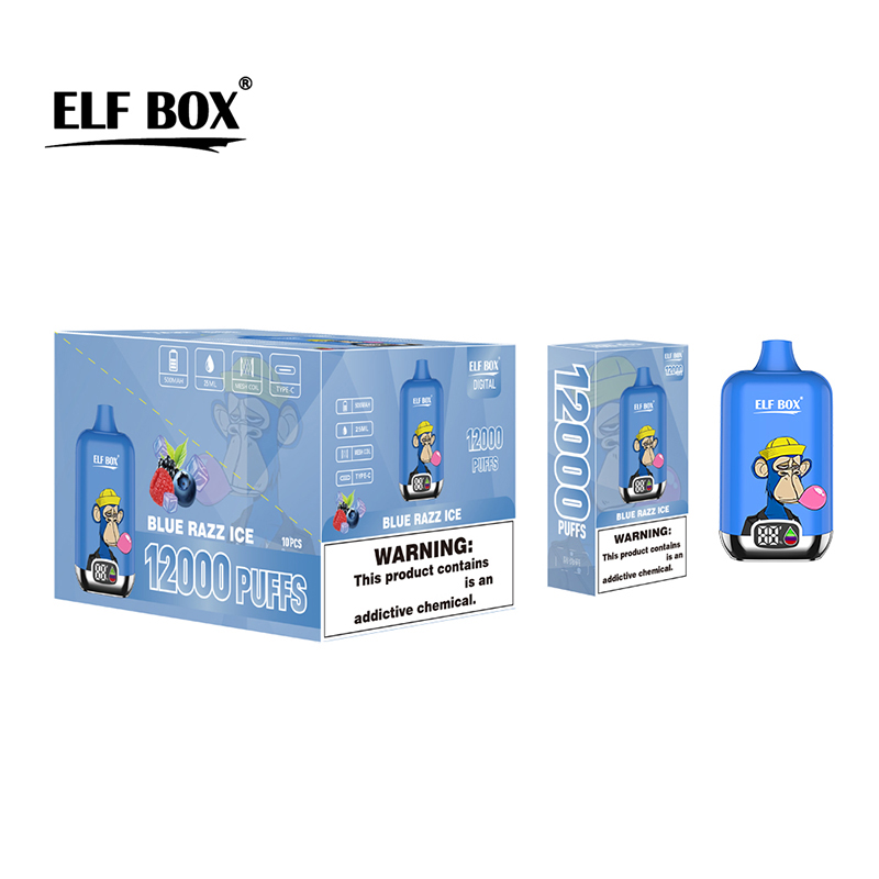 Elf Box Digital 12000 Puff Puff 12K Sigarette elettroniche Mesh Coil Power Oil Display Ricaricabile Usa e getta Vape Box 25 ml Baccelli preriempiti Vaporizzatori