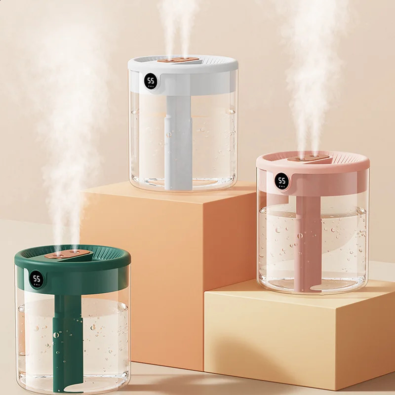 Other Home Garden Est 2L Humidificateur d'air à double buse avec affichage d'humidité LCD Diffuseur d'huile essentielle d'arôme de grande capacité pour chambre à coucher 231116