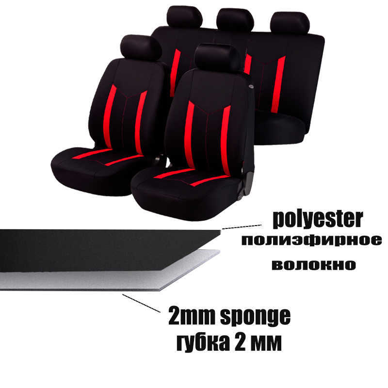 Nieuwe upgrade auto -accessoires interieur universele polyester autostoel covers set sportstijl geschikt voor de meeste auto SUV Van stoelkussen
