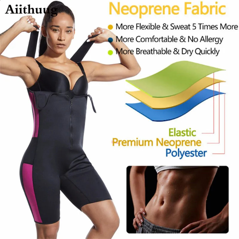 Taille Tummy Shaper Aiithuug Sauna Zweetbody's Zweet neopreen pak Tailletrainer bodysuit met verstelbare bandjes voor gewichtsverlies korsetten 231115