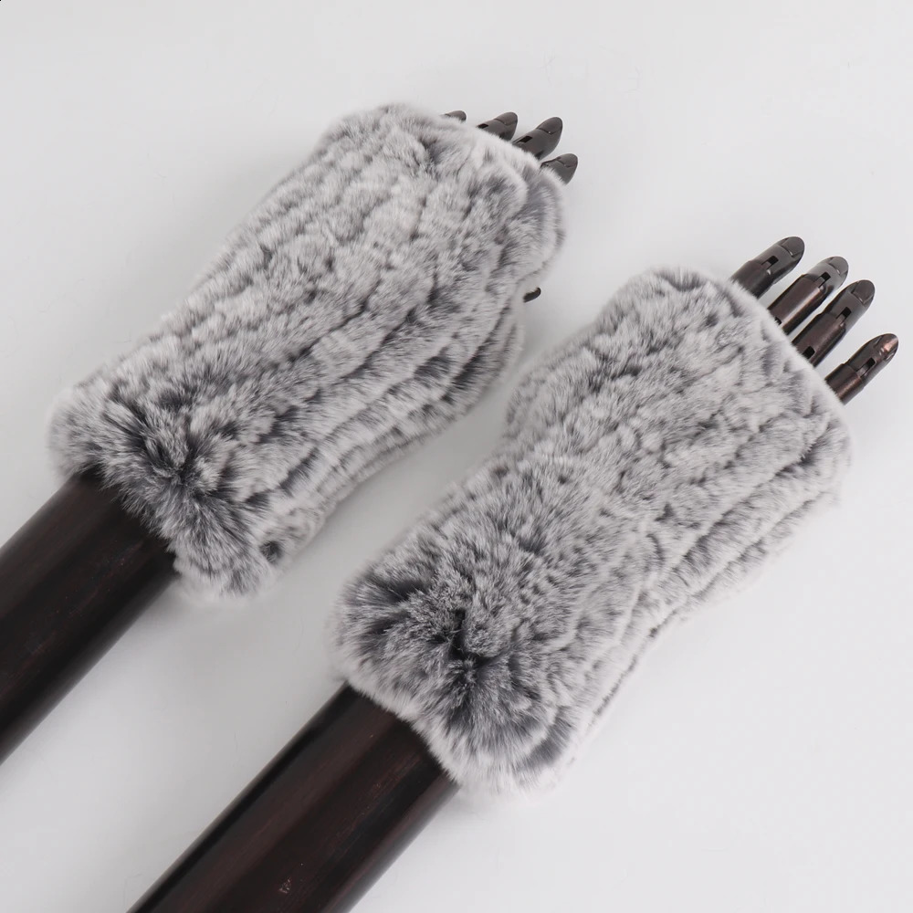 Five Fingers Gloves Winter Real Fur Golve Women Outdoor Warm 100 Rex Rabbit Knit Thick Natural Soft Mittens 231116