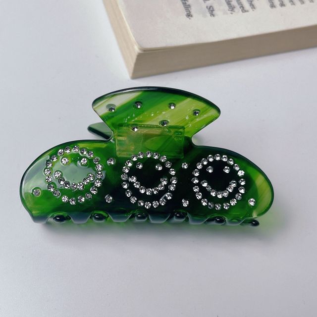 Neue Mode Einfache 8,5 CM Strass Verkrustete Lächelndes Gesicht Greifen Clip Retro Essigsäure Haifisch Clip Haarschmuck