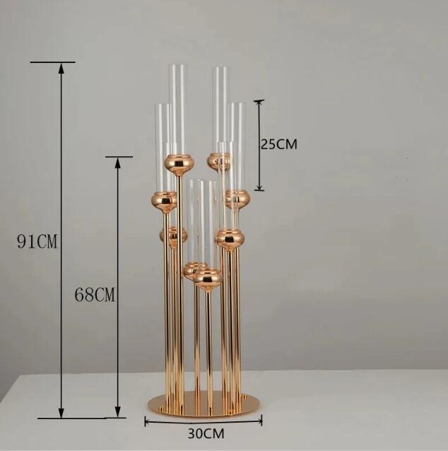 Metal Candelabras 91 cm höjd 8 armar Ljushållare Lyxig bröllopsbord mittstycke ljusstakar heminredning
