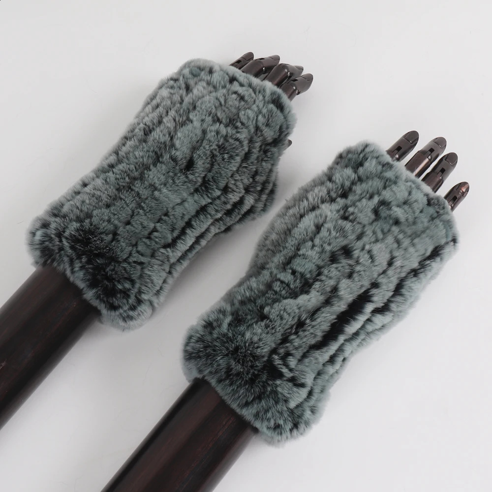 Five Fingers Gloves Winter Real Fur Golve Women Outdoor Warm 100 Rex Rabbit Knit Thick Natural Soft Mittens 231116