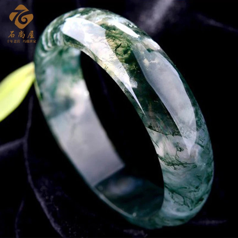 Cuff Genuine Natural Marine Agate Bangle Women Fashion Charms Jewellery Real Ocean Jades Stone Bangles Bracelet Girlfriend Mom Gifts 231115