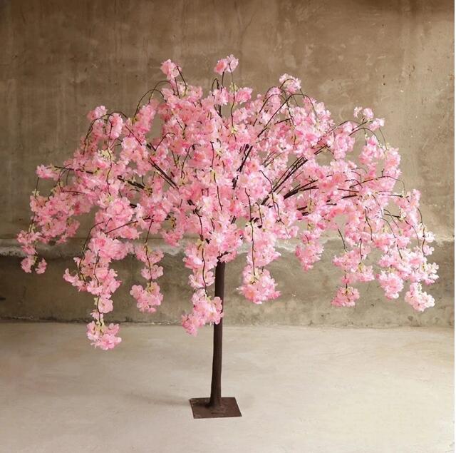 Planta de simulación de cerezo, árbol de flores simuladas falsas, decoración para sala de estar, Hotel, boda, muebles de fiesta en casa, 4 Uds.